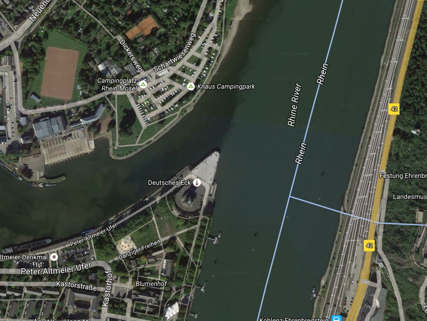 The point where the rivers go together.