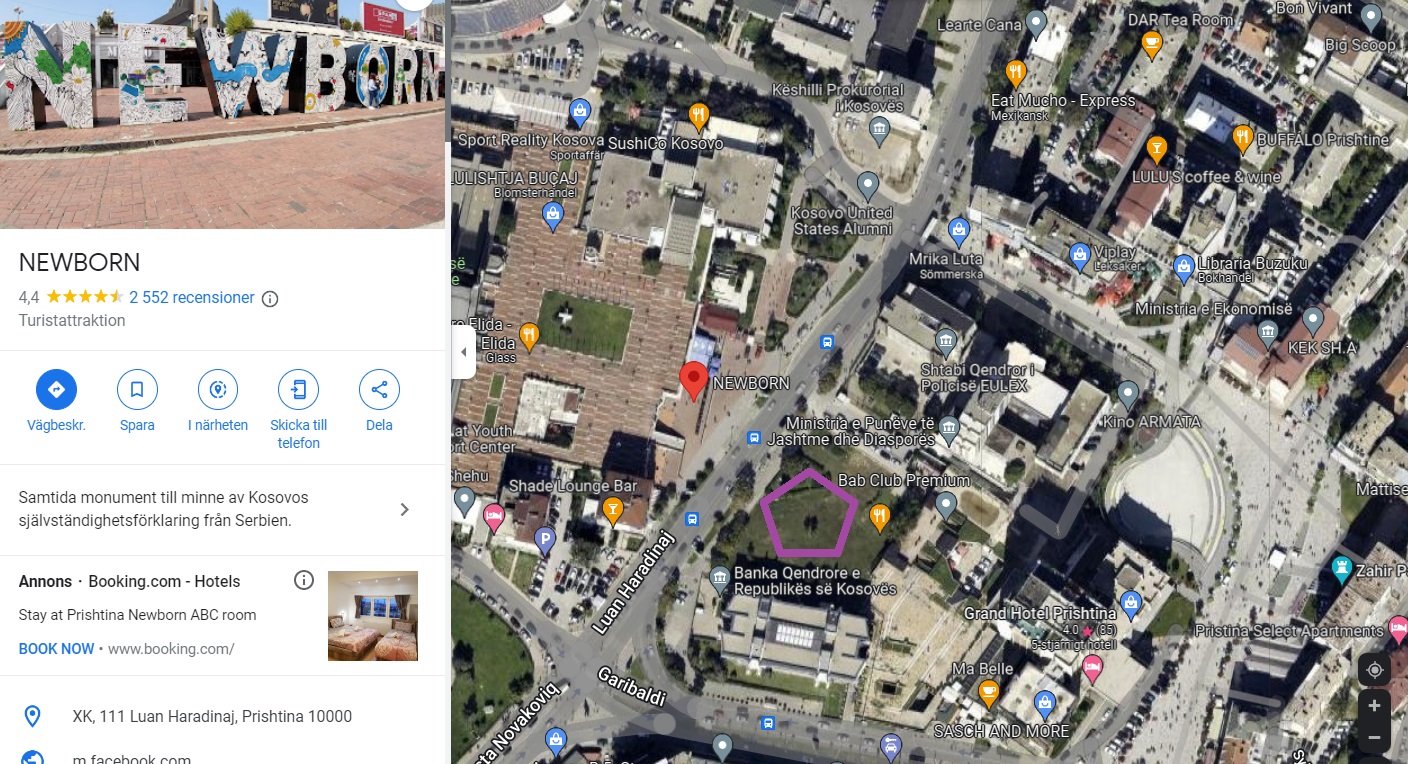The pentagon marks the zone in Parku Heroinat